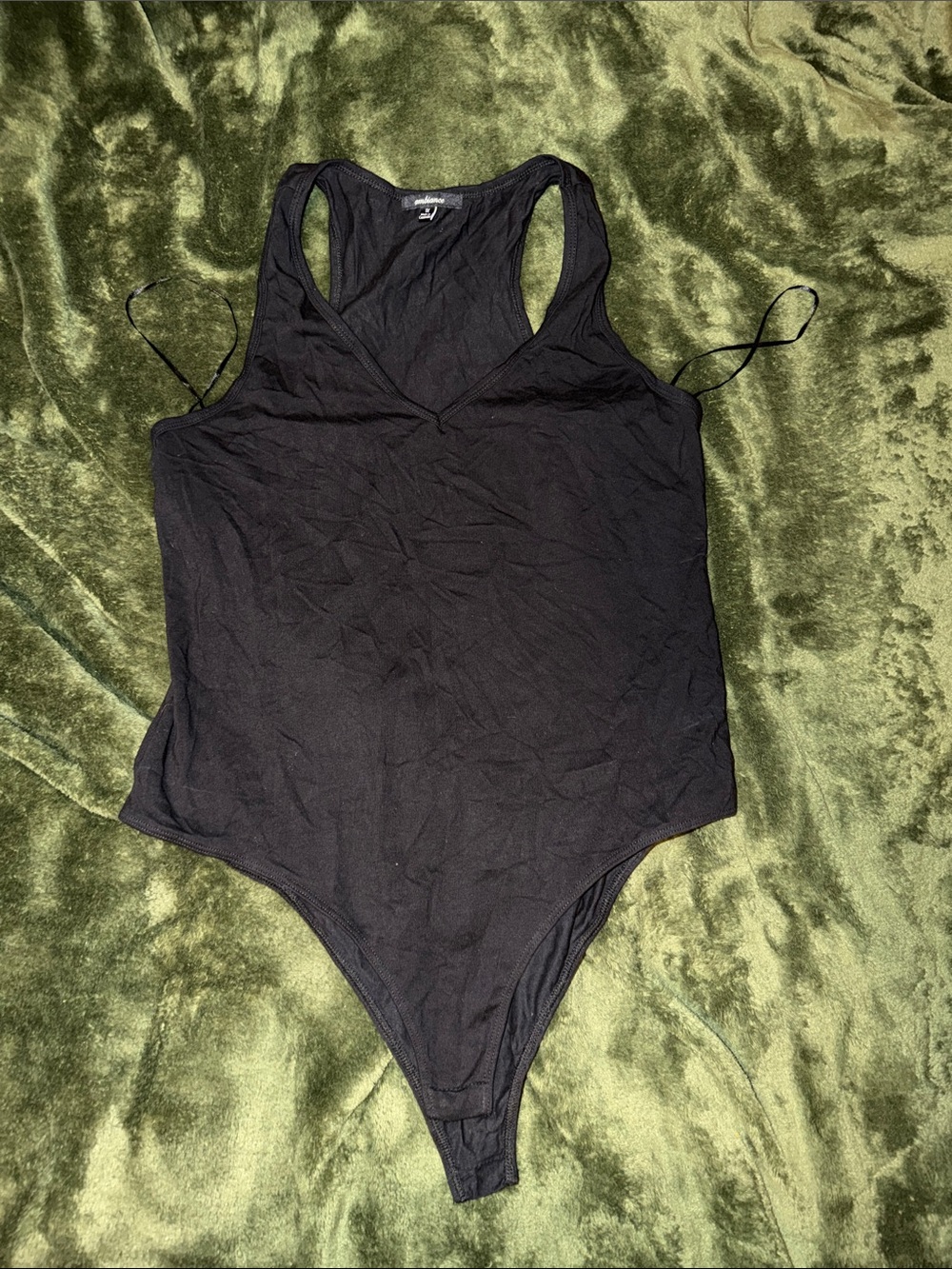 Black V-Neck racer back Bodysuit